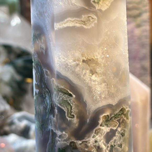 🔥SALE🔥 Moss Agate Crystal Tower With Druzy! - Picture 6 of 11